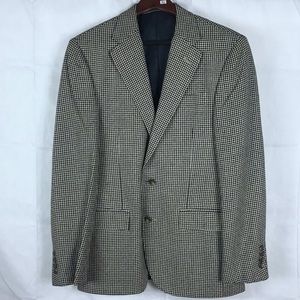 Polo Ralph Lauren, Black and White, Silk and Wool, Houndstooth Blazer, Size 38R